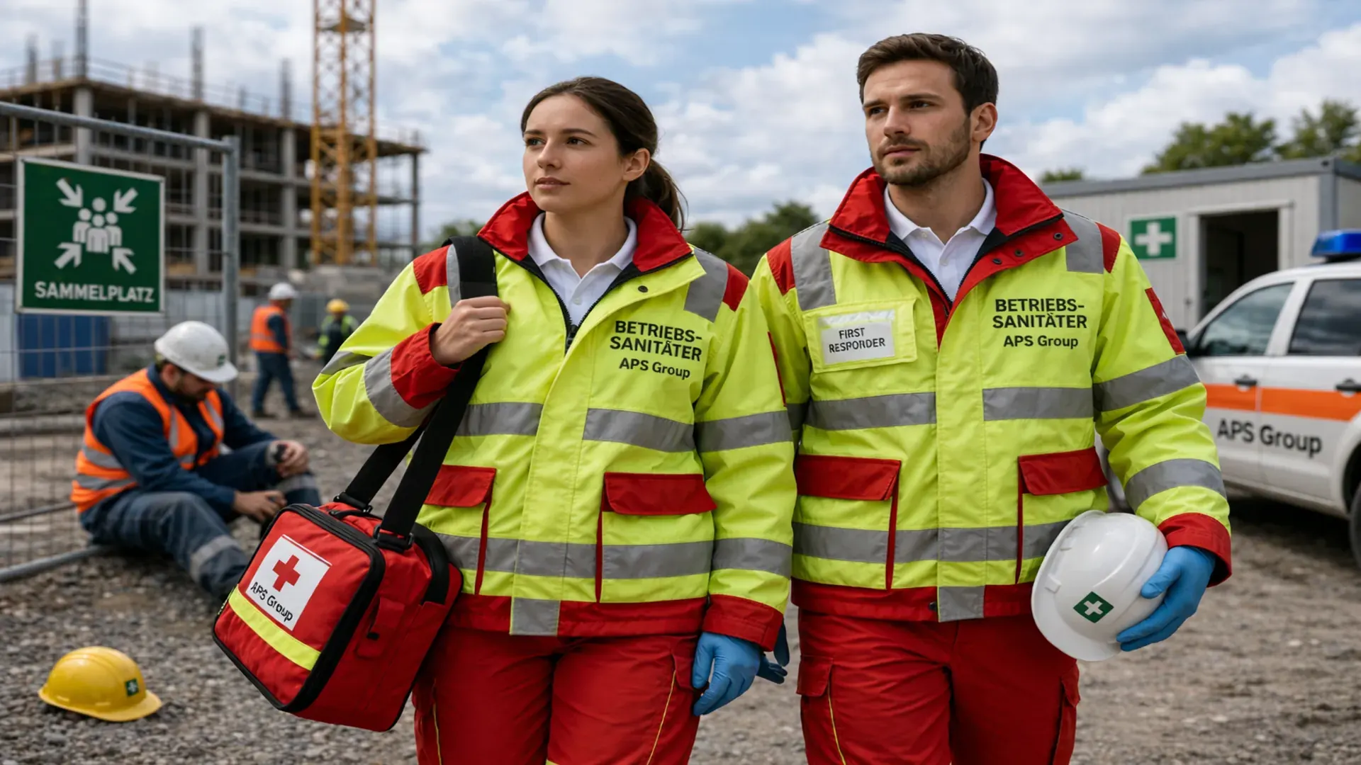 Betriebssanitäter Baustelle bundesweit durch APS Group für medizinische Erstversorgung, Notfallmanagement und schnelle Hilfe auf Baustellen