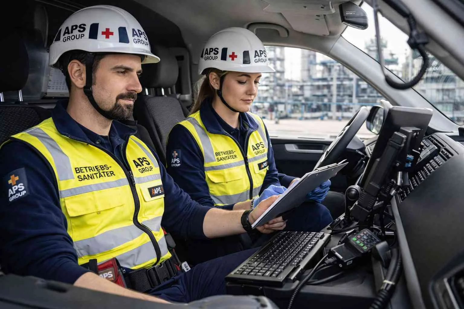 Betriebssanitäter Industrie bundesweit mit Einsatzfahrzeug.