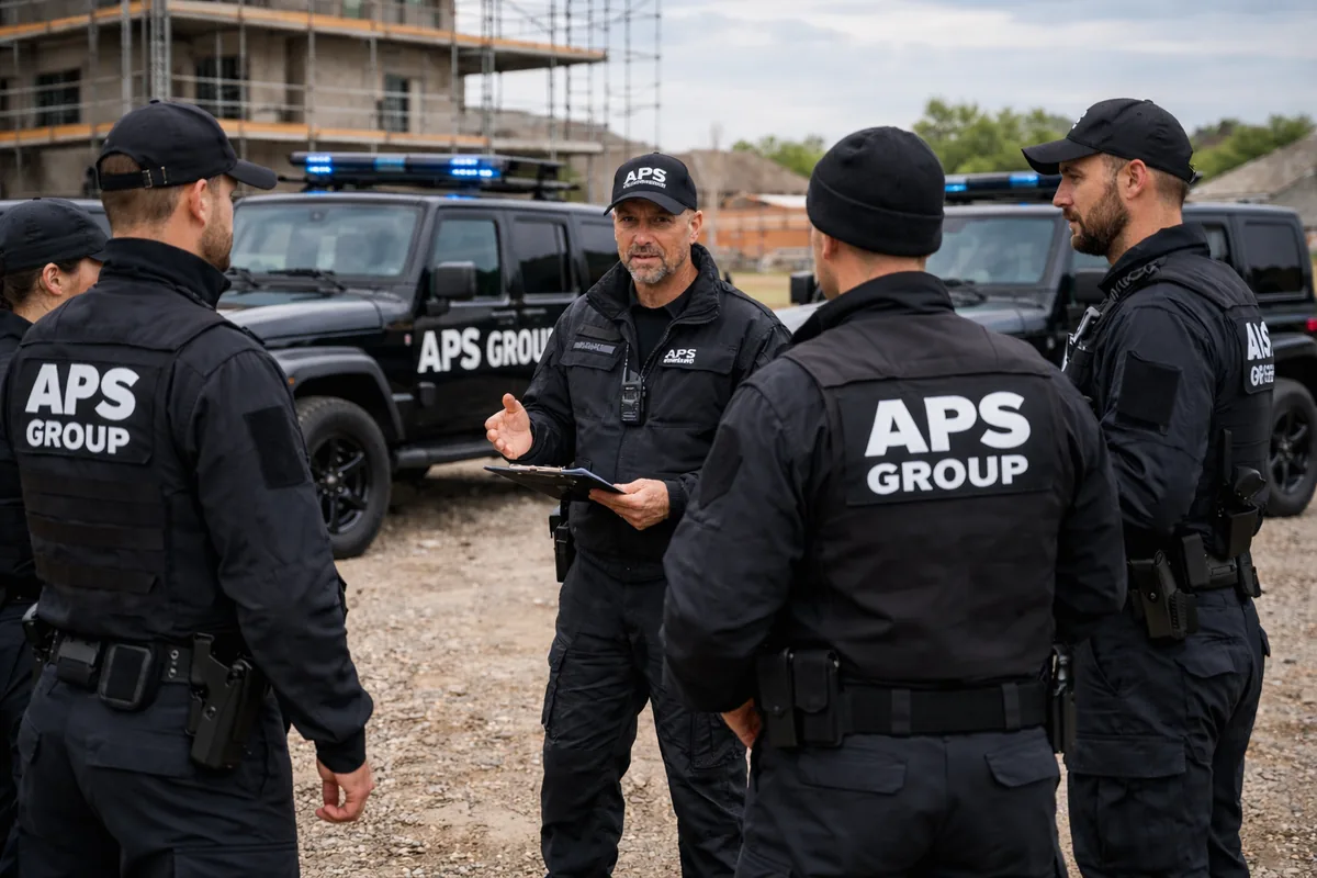 Einsatzbesprechung zur Baustellenbewachung bundesweit mit Sicherheitskräften und abgestimmter Einsatzplanung