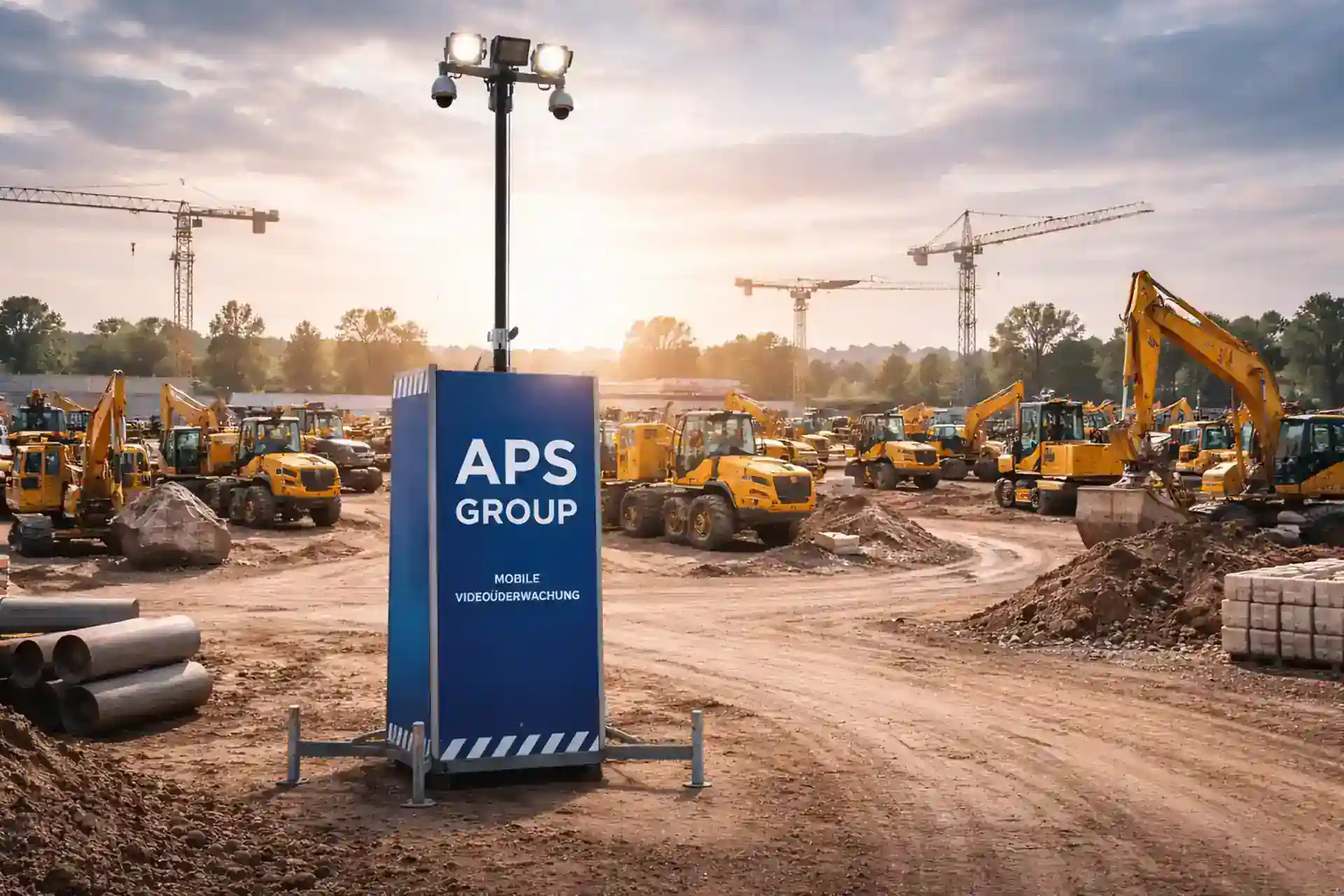 Mobile Videoüberwachung Baustelle bundesweit mit Fokus auf Maschinen und sensible Baustellenflächen.