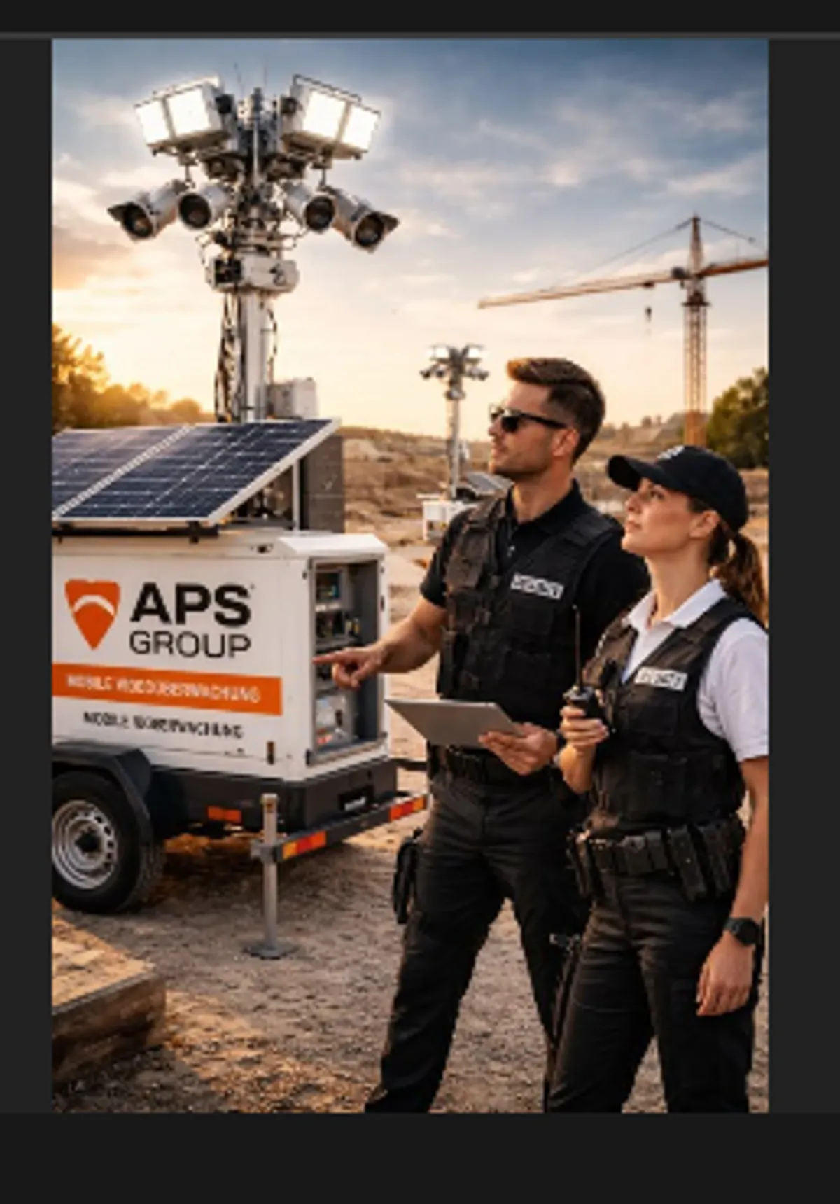Mobile Videoüberwachung bundesweit mit Kameraturm und Sicherheitskräften für professionelle Objektkontrolle und sichtbare Abschreckung