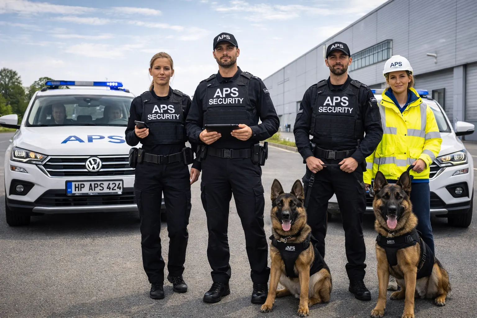 Objektschutz bundesweit durch APS Group mit Sicherheitsteam, Hunden und Fahrzeugen für Gelände, Hallen, Lagerflächen und Unternehmensobjekte in ganz Deutschland