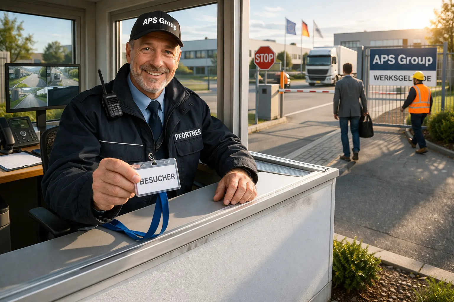 Pförtner bundesweit durch APS Group für Zutrittskontrolle, Besuchersteuerung und geregelte Eingänge in Unternehmen und Liegenschaften