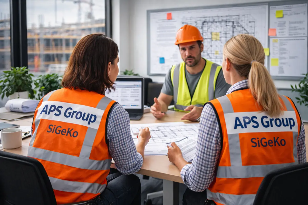 SiGeKo Großbaustelle bundesweit bei Projektkoordination im Büro.